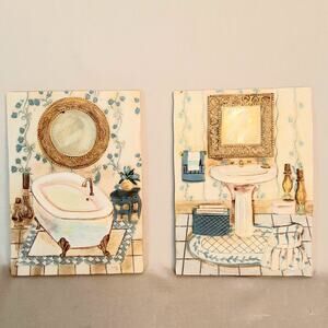 Vintage 1970s New View Decorative Bathroom Tiles Wall Art